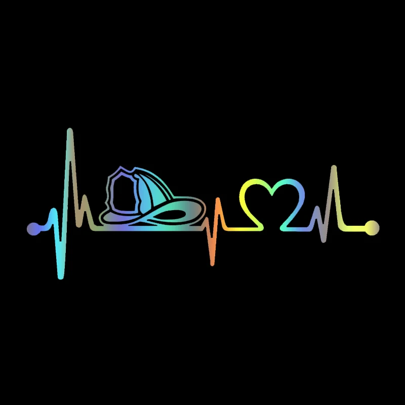 Car Accessories On Amazon - Car Stickers Firefighter Helmet Heartbeat Lifeline