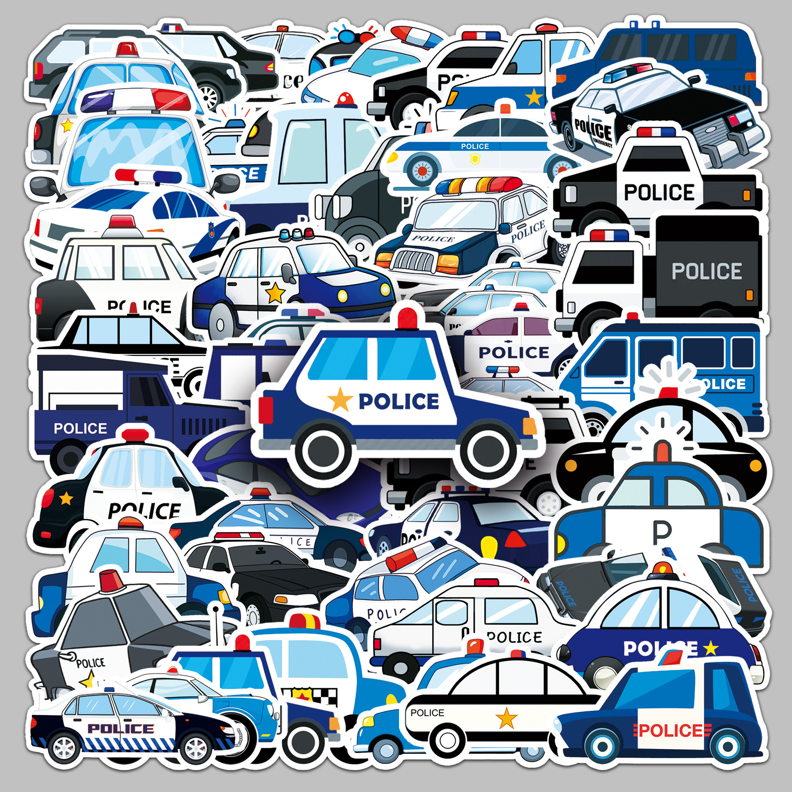 50Pcs Cartoon Police Car Theme - Car Accessories For Boys avaliação e preço
