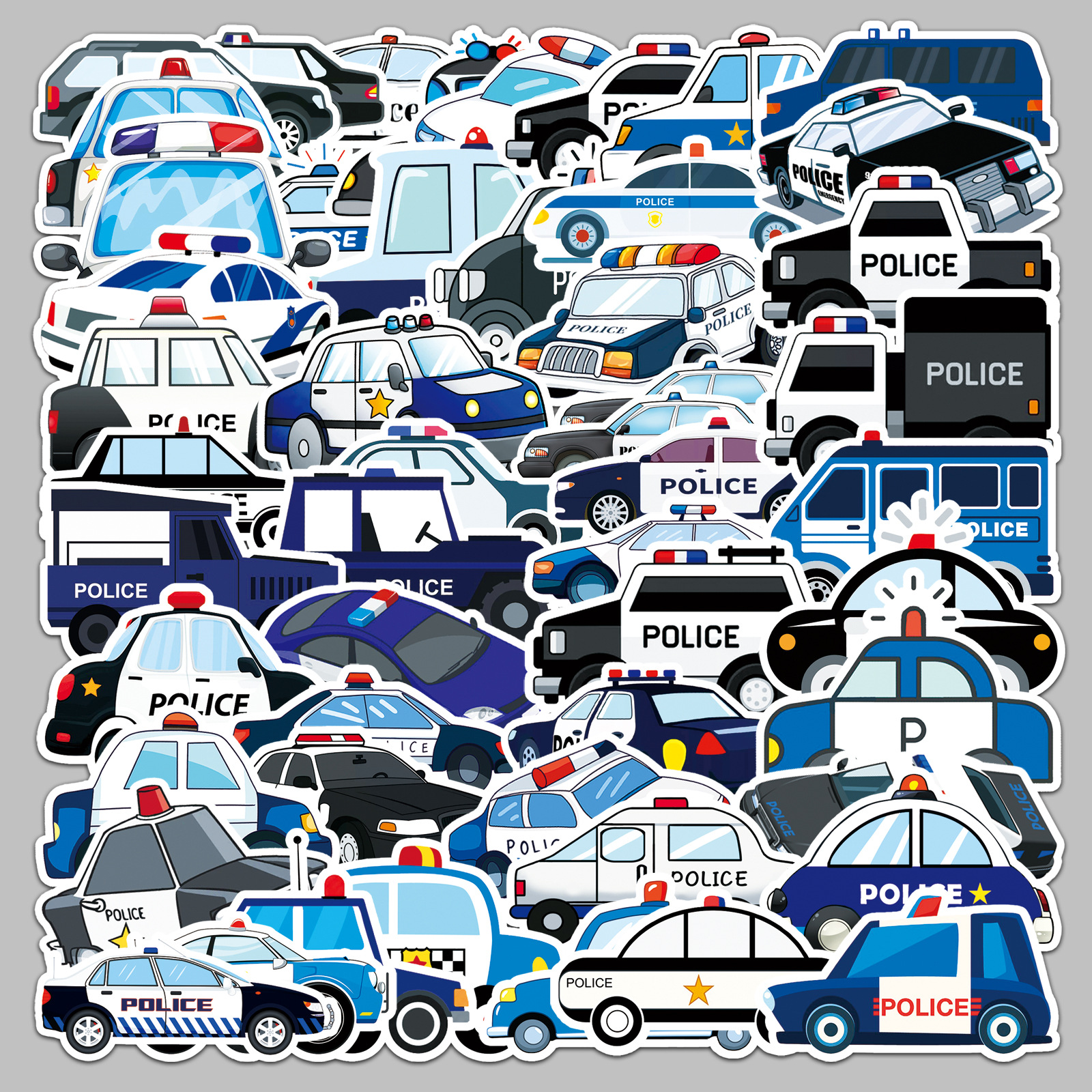 50Pcs Cartoon Police Car Theme - Car Accessories For Boys avaliação e preço