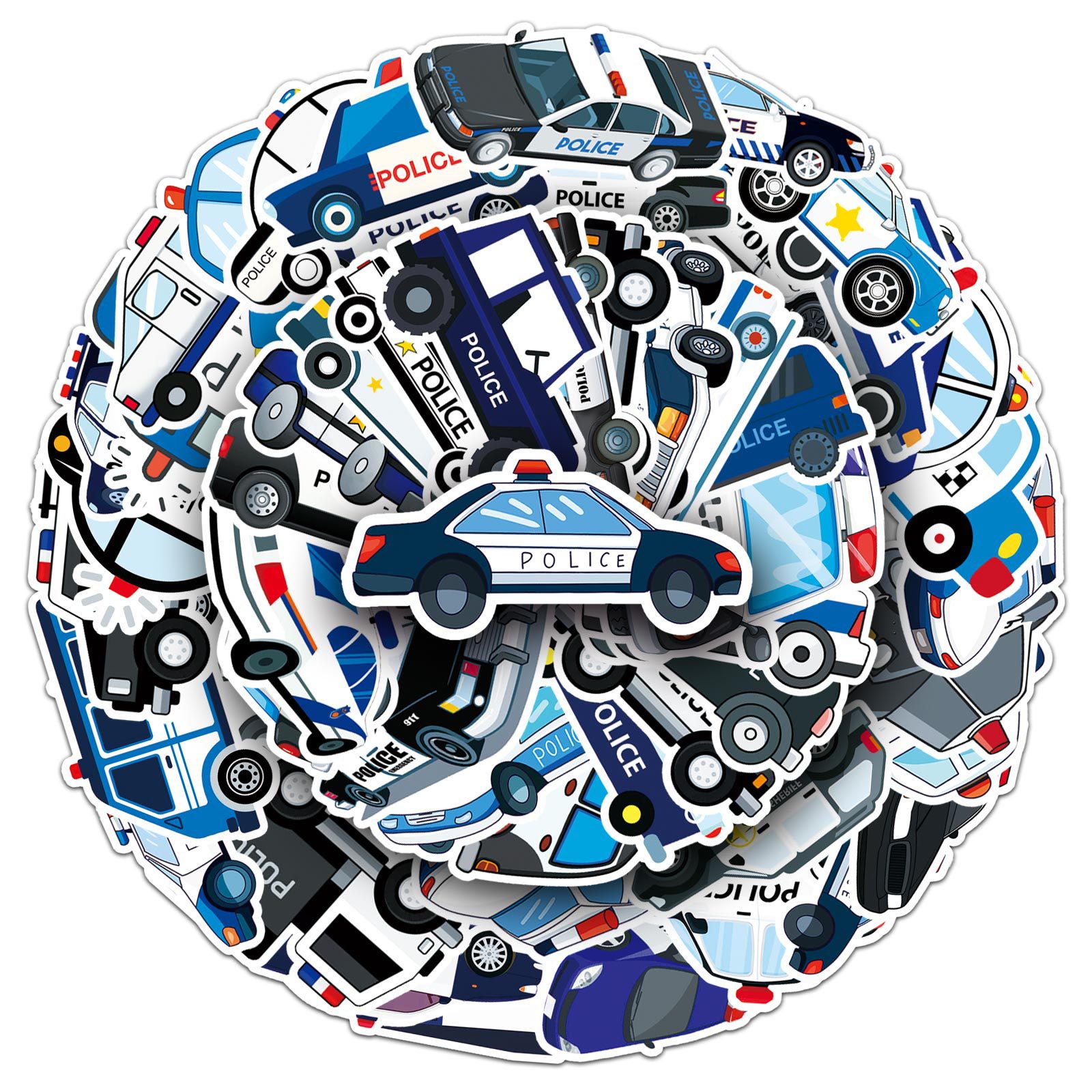50Pcs Cartoon Police Car Theme - Car Accessories For Boys avaliação e preço