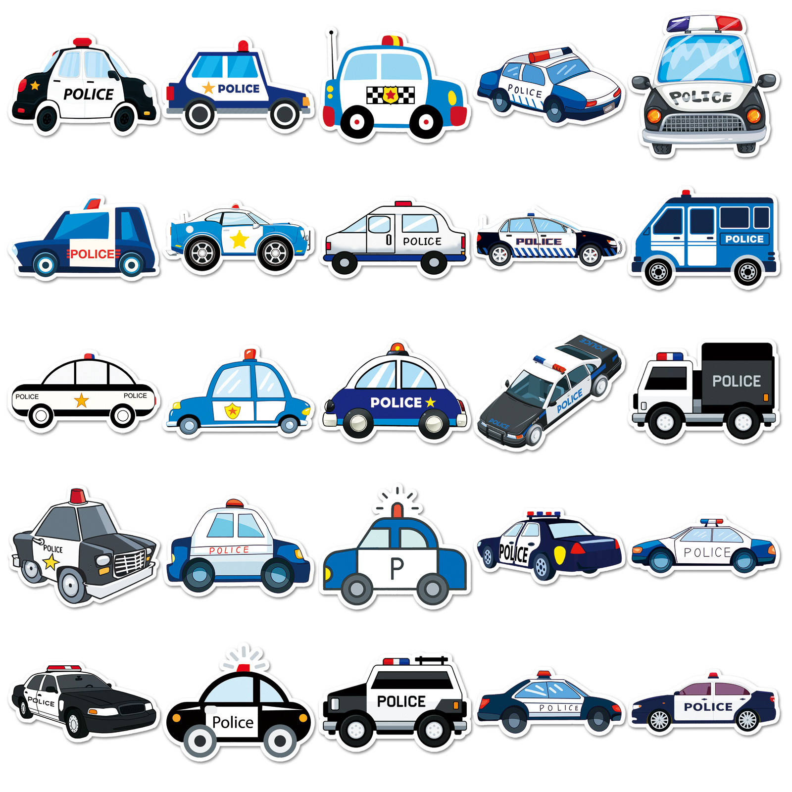 50Pcs Cartoon Police Car Theme - Car Accessories For Boys avaliação e preço